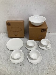 QTY OF LA REDOUTE MINI STYLE CUP AND SAUCER SETS IN WHITE: LOCATION - DR6