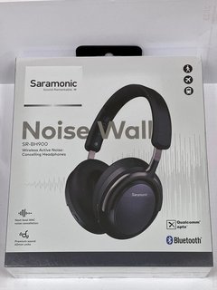 SARAMONIC ADVANCED WIRELESS BLUETOOTH 5.0 ANC AND CVC 8.0 NOISE-CANCELLING OVER-EAR WITH 40MM DRIVERS AND LEATHER EARPADS WIRELESS HEADPHONES (ORIGINAL RRP - £237.50) IN BLACK: MODEL NO SR-BH900 (WIT