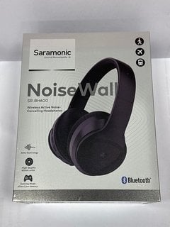 SARAMONIC BLUETOOTH 5.0 ANC NOISE-CANCELLING OVER THE EAR WITH 40MM DRIVERS AND LEATHER EARPADS WIRELESS HEADPHONES (ORIGINAL RRP - £95) IN BLACK: MODEL NO SR-BH600 (WITH BOX & ALL ACCESSORIES) [JPTM