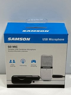 SAMSON GO MIC USB CONDENSER PORTABLE MICROPHONE IN SILVER. (WITH BOX & ALL ACCESSORIES) [JPTM125204]. THIS PRODUCT IS FULLY FUNCTIONAL AND IS PART OF OUR PREMIUM TECH AND ELECTRONICS RANGE