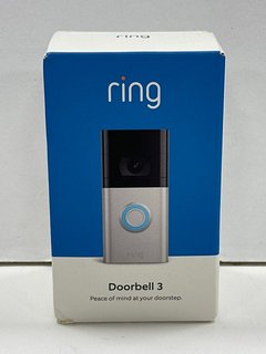 RING HD VIDEO DOORBELL 3 IN NICKEL. (WITH BOX & ALL ACCESSORIES) [JPTM125094]. (SEALED UNIT). THIS PRODUCT IS FULLY FUNCTIONAL AND IS PART OF OUR PREMIUM TECH AND ELECTRONICS RANGE