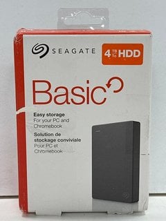 SEAGATE BASIC 4TB PORTABLE HARD DRIVE IN BLACK. (WITH BOX) [JPTM125174]. THIS PRODUCT IS FULLY FUNCTIONAL AND IS PART OF OUR PREMIUM TECH AND ELECTRONICS RANGE