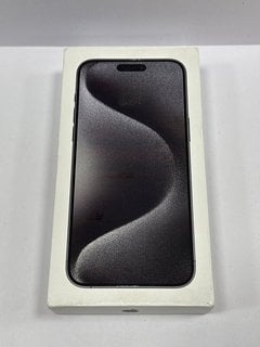 APPLE IPHONE 15 PRO MAX (5G) 512 GB SMARTPHONE (ORIGINAL RRP - £1299) IN BLACK TITANIUM. (WITH BOX & ALL ACCESSORIES) [JPTM125073]. (SEALED UNIT). THIS PRODUCT IS FULLY FUNCTIONAL AND IS PART OF OUR