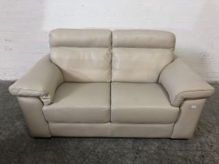 CREAM 2 SEATER LEATHER SOFA