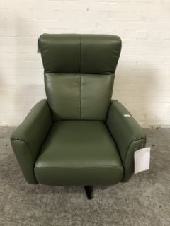 FOREST GREEN LEATHER SWIVEL CHAIR