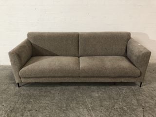 GREY 2 SEATER SOFA WITH 4 BLACK STEEL COLOURED  LEGS