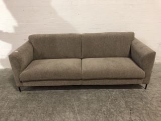 LIGHT GREY 2 SEATER FABRIC SOFA 4 BLACK STEEL COLOURED LEGS