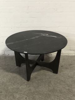 BLACK MARBLE EFFECT COFFEE TABLE WITH BLACK FRAME/LEGS