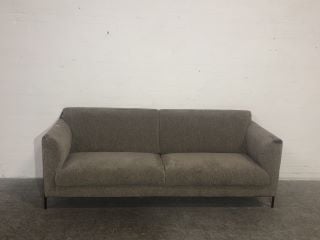 TAN NEUTRAL 2 SEATER SOFA WITH BRUSHED STEEL BLACK LEGS