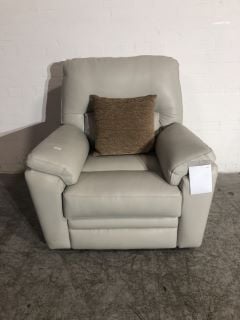 GREY PADDED HAMPTON ARMCHAIR DISPLAYED IN GREY LEATHER RRP: £2222