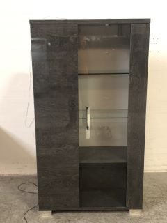 SARAH BIRCH GREY ITALIAN 2 DOOR VITRINE CABINET WITH LIGHTING RRP: £1095