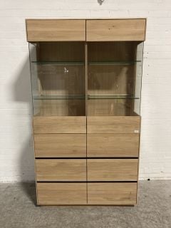 WOODEN DISPLAY CABINET WITH OPEN OUT DOORS