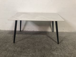 GRANITE EFFECT DINING TABLE WITH BRUSHED STEEL MATTE BLACK BASE