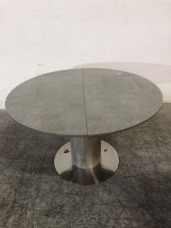 GREY STONE EFFECT EXTENDABLE CIRCULAR DINING ROOM TABLE