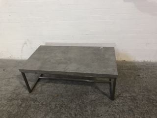 GREY STONE EFFECT COFFEE TABLE WITH POLISHED STEEL LEGS