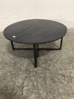 BLACK CHARCOAL WOOD 4 LEGGED COFFEE TABLE WITH BLACK STEEL LEGS