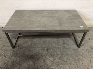 GREY STONE EFFECT RECTANGULAR COFFEE TABLE WITH STEEL BASE AND LEGS