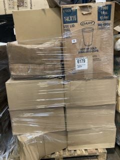 PALLET OF ASSORTED FOOD TAKE-AWAY ITEMS TO INCLUDE DART 14LX16 HOT OR COLD INSULATED CUPS