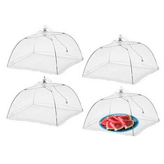 QUANTITY OF ASSORTED ITEMS TO INCLUDE WISDOMWELL POP-UP MESH FOOD COVERS TENT UMBRELLA 4 PACK LARGE 17 INCH REUSABLE AND COLLAPSIBLE SCREEN NET PROTECTORS FOR OUTDOORS PARTIES PICNICS BBQS KEEP OUT F