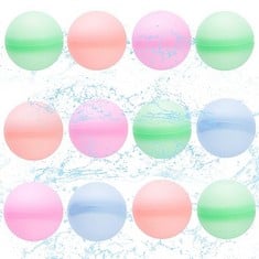 36 X REUSABLE WATER BALLOONS, REFILLABLE WATER BOMB SPLASH BALLS SUMMER FUN TOY FOR BOYS AND GIRLS, WATER BOMBS FOR OUTDOOR POOL BACKYARD, KIDS OUTDOOR ACTIVITIES WATER GAMES TOYS 12 PCS - TOTAL RRP