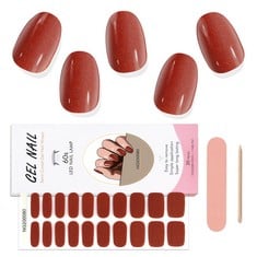 QUANTITY OF EBANKU 20PCS GEL NAIL STICKERS, RED GLITTER GEL NAIL STRIPS LONG LASTING GEL STRIPS FOR NAILS UV GEL NAIL STICKERS WITH NAIL FILE & WOODEN STICK FOR WOMEN MANICURE - TOTAL RRP £156: LOCAT