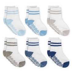 QUANTITY OF ASSORTED ITEMS TO INCLUDE ANOLE KIDS ATHLETIC SOCKS - 6 PAIRS - BOYS GIRLS GRIP NON SLIP/ANTI SKID MINI CREW (BOYS, 4-7 YEARS): LOCATION - C