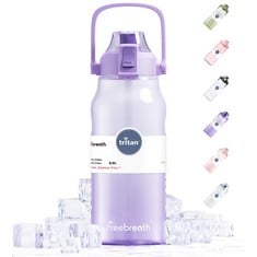 28 X FREE BREATH 2 LITRE WATER BOTTLE, AUTHORIZED EASTMAN TRITAN MATERIAL LARGE WATER BOTTLE, 100% BPA FREE SPORTS WATER BOTTLE WITH STRAW FOR GYM, FITNESS, OUTDOOR, EXERCISE (PURPLE) - TOTAL RRP £23