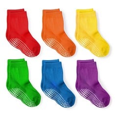 43 X LA ACTIVE ATHLETIC CREW GRIP SOCKS - 6 PAIRS - BABY TODDLER INFANT NEWBORN KIDS BOYS GIRLS NON SLIP/ANTI SKID (RAINBOW, 6-12 MONTHS) - TOTAL RRP £408: LOCATION - C