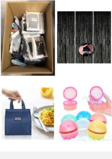 QUANTITY OF ASSORTED ITEMS TO INCLUDE JEKUGOT SMALL LUNCH BAG FOR WOMEN MEN KIDS - LEAK PROOF THERMAL LUNCH BOX CONTAINER - IDEAL FOR OFFICE WORK SCHOOL BEACH TRAVEL PICNIC - REUSABLE - DARK BLUE: LO