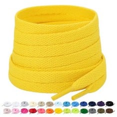 39 X STEPACE 2 PAIRS FLAT TRAINER SHOELACES 5/16" WIDE LACES FOR SNEAKERS SPORTS ATHLETIC SHOES - 15 COLORS SHOELACES YELLOW 160 - TOTAL RRP £227: LOCATION - D