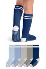 QUANTITY OF ITEMS TO INCLUDE LA ACTIVE KNEE HIGH GRIP SOCKS - 5 PAIRS - BABY TODDLER NON SLIP/SKID COTTON (ATHLETIC STRIPES BOYS MULTICOLOR VARIETY, 12-36 MONTHS) - TOTAL RRP £167: LOCATION - A