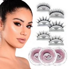 35 X SKHAOVS 3 PAIRS FALSE EYELASHES REUSABLE SELF ADHESIVE EYELASHES,WISPY EYELASHES,WATERPROOF NATURAL FALSE LASHES,NO GLUE,LONG THICK FAKE EYELASHES WITH BOX (3PAIRS) - TOTAL RRP £192: LOCATION -