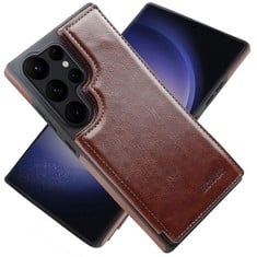 QUANTITY OF MONASAY FLIP WALLET CASE FOR GALAXY S23 ULTRA 5G,[RFID BLOCKING] LEATHER CELL PHONE COVER WITH CREDIT CARD HOLDER AND MAGNETIC CLASP FOR S23 ULTRA 5G 6.8 INCH BROWN - TOTAL RRP £916: LOCA