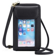 QUANTITY OF ASSORTED ITEMS TO INCLUDE FALAN MULE CROSSBODY BAGS FOR WOMEN, PU LEATHER CELL PHONE BAG,SMALL CROSS BODY SHOULDER BAG WITH SHOULDER & WRIST STRAP FITS PHONE UNDER 6.7 INCH: LOCATION - E