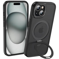 26 X ANQRP DESIGNED FOR IPHONE 15 CASE WITH INVISIBLE KICKSTAND [SUPPORT MAGSAFE] [MILITARY PROTECTION] TRANSLUCENT MATTE SHOCKPROOF PROTECTIVE PHONE COVER FOR IPHONE 15 6.1",BLACK - TOTAL RRP £413: