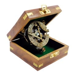 11 X KHUMYAYAD BRASS SUNDIAL COMPASS NAUTICAL VINTAGE REPLICA SUNDIAL WITH ROSEWOOD BOX - TOTAL RRP £189: LOCATION - E