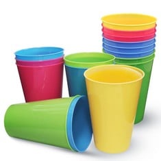 10 X HARD PLASTIC CUPS FOR CHILDREN AND ADULTS (16 PACK) BPA CUPS CAMPING PLASTIC COLOURS REUSABLE HARD PLASTIC CUPS FOR PARTIES - TOTAL RRP £107: LOCATION - F