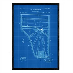 31 X NACNIC POSTER PATENT PIANO. SHEET WITH OLD DESIGN PATENT A3 SIZE WITH BLUE BACKGROUND - TOTAL RRP £372: LOCATION - F