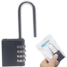 42 X TAOSHENG LONG SHACKLE COMBINATION PADLOCK, 4-DIGIT COMBINATION METAL LONG CODE LOCK FOR SCHOOL GYM GATE FENCE OUTDOOR HASP TOOLBOX STORAGE LOCKER, BLACK 1 PACK - TOTAL RRP £175: LOCATION - F