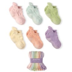 QUANTITY OF LA ACTIVE BABY TODDLER GRIP ANKLE SOCKS - 6 PAIRS - NON SLIP/SKID COVERED (PASTELS, 3-6 MONTHS) - TOTAL RRP £793: LOCATION - G