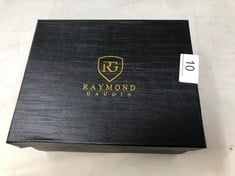 MENS RAYMOND GAUDIN CHRONOGRAPH WATCH-SUB DIALS WITH DATE-STAINLESS STEEL STRAP 5ATM WATER RESISTANT-WOODEN GIFT BOX-EST £920: LOCATION - A