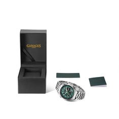 GAMAGES OF LONDON LIMITED EDITION HAND ASSEMBLED LAMBENT MECHANICAL QUARTZ STEEL GREEN SKU:GA1972 £825 : LOCATION - A