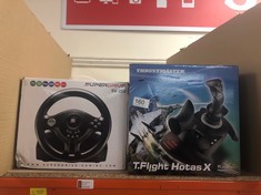 QAUNTITY OF TECH AND GAMING ITEMS TO INCLUDE THRUSTMASTER T.FLIGHT HOTAS X - 5-AXIS FLIGHT SIMULATOR JOYSTICK WITH THROTTLE, ADJUSTABLE RESISTANCE, AND PROGRAMMABLE BUTTONS FOR PC: LOCATION - A