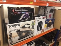 QUANTITY OF KITCHEN & APPLIANCES ITEMS TO INCLUDE RUSSELL HOBBS SUPREME STEAM IRON, POWERFUL VERTICAL STEAM FUNCTION, NON-STICK STAINLESS STEEL SOLEPLATE, EASY FILL 300ML WATER TANK, 110G STEAM SHOT,