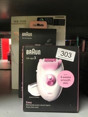 QUANTITY OF HEALTH & BEAUTY ITEMS TO INCLUDE BRAUN SILK-ÉPIL 3, CORDED EPILATOR FOR HAIR REMOVAL, WEEKS OF SMOOTH SKIN, WITH LADY SHAVER HEAD & TRIMMER COMB, 3-031, PINK: LOCATION - C