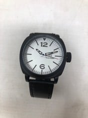 MENS FRANK SCHMIDT WATCH-LARGE BLACK CASE-WHITE PILOT DIAL-3ATM WATER RESISTANT-GIFT BOX INCLUDED-EST £290: LOCATION - A