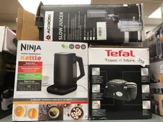 QUANTITY OF KITCHEN & APPLIANCES ITEMS TO INCLUDE TEFAL TOAST N BEAN, 2 SLICE TOASTER, BEAN & EGG MAKER, 1200 W, BLACK, TT552842: LOCATION - C