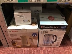 QUANTITY OF KITCHEN & APPLIANCES ITEMS TO INCLUDE RUSSELL HOBBS BRITA FILTER PURITY GLASS 1.5L ELECTRIC CORDLESS KETTLE FOR CLEANER, CLEARER WATER (BRITA MAXTRA+ CARTRIDGE INC WITH REPLACEMENT REMIND