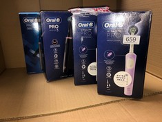 QUANTITY OF ITEMS TO INCLUDE ORAL-B PRO 3 ELECTRIC TOOTHBRUSH FOR ADULTS, 1 CROSS ACTION TOOTHBRUSH HEAD & MONDRIAN TRAVEL CASE, 3 MODES WITH TEETH WHITENING, 2 PIN UK PLUG, 3500: LOCATION - H