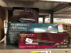 QUANTITY OF HEALTH & BEAUTY ITEMS TO INCLUDE REMINGTON SLIM HAIR STRAIGHTENER WITH CERAMIC COATING - 110MM FLOATING PLATES, 215°C, FAST 30 SECOND HEAT UP, WORLDWIDE VOLTAGE FOR TRAVEL, AUTO SHUT OFF,